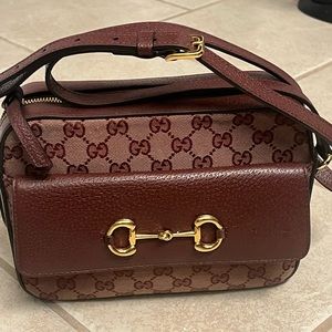 Gucci 1955 Horsebit Burgundy Canvas/Leather